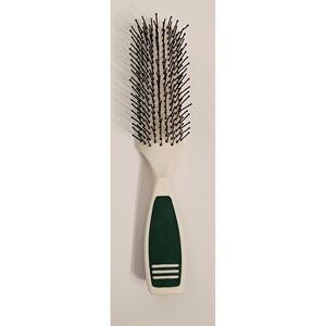 Vintage 8 1/4" Goody Plastic White & Green Ball Tip Hair Brush (Pre-owned)